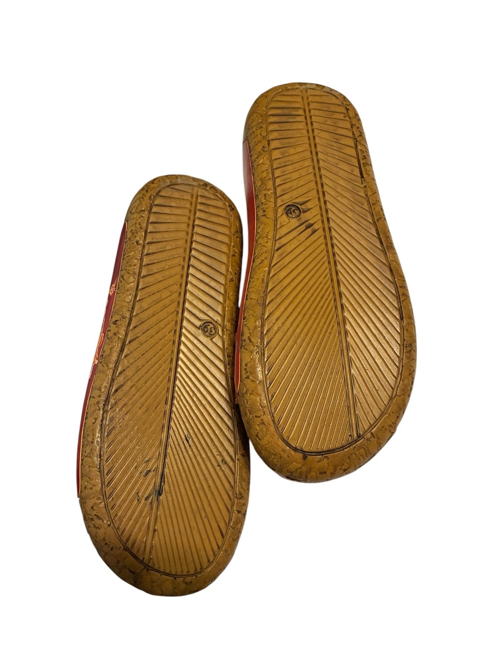 Colorblock Floral Leather Clogs in Red, Teal, Mustard & Green - Picture 5 of 6